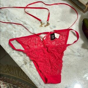 VS red panty with tie around waist